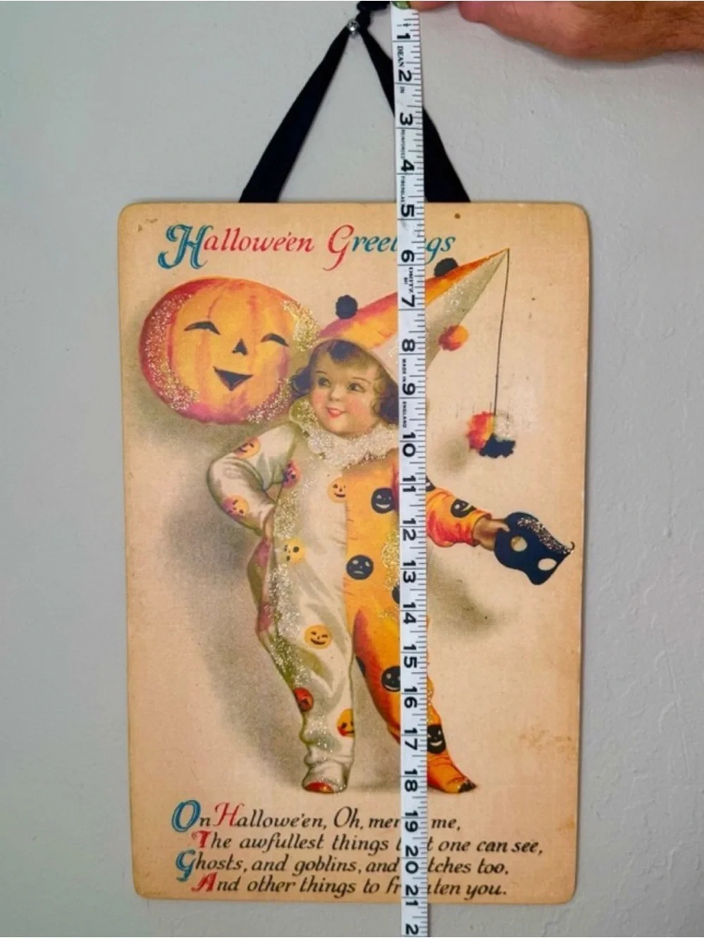 MOONLIGHT & ROSES Marta E. Peters Vintage Halloween Wall Hanging Decor Art Wood
